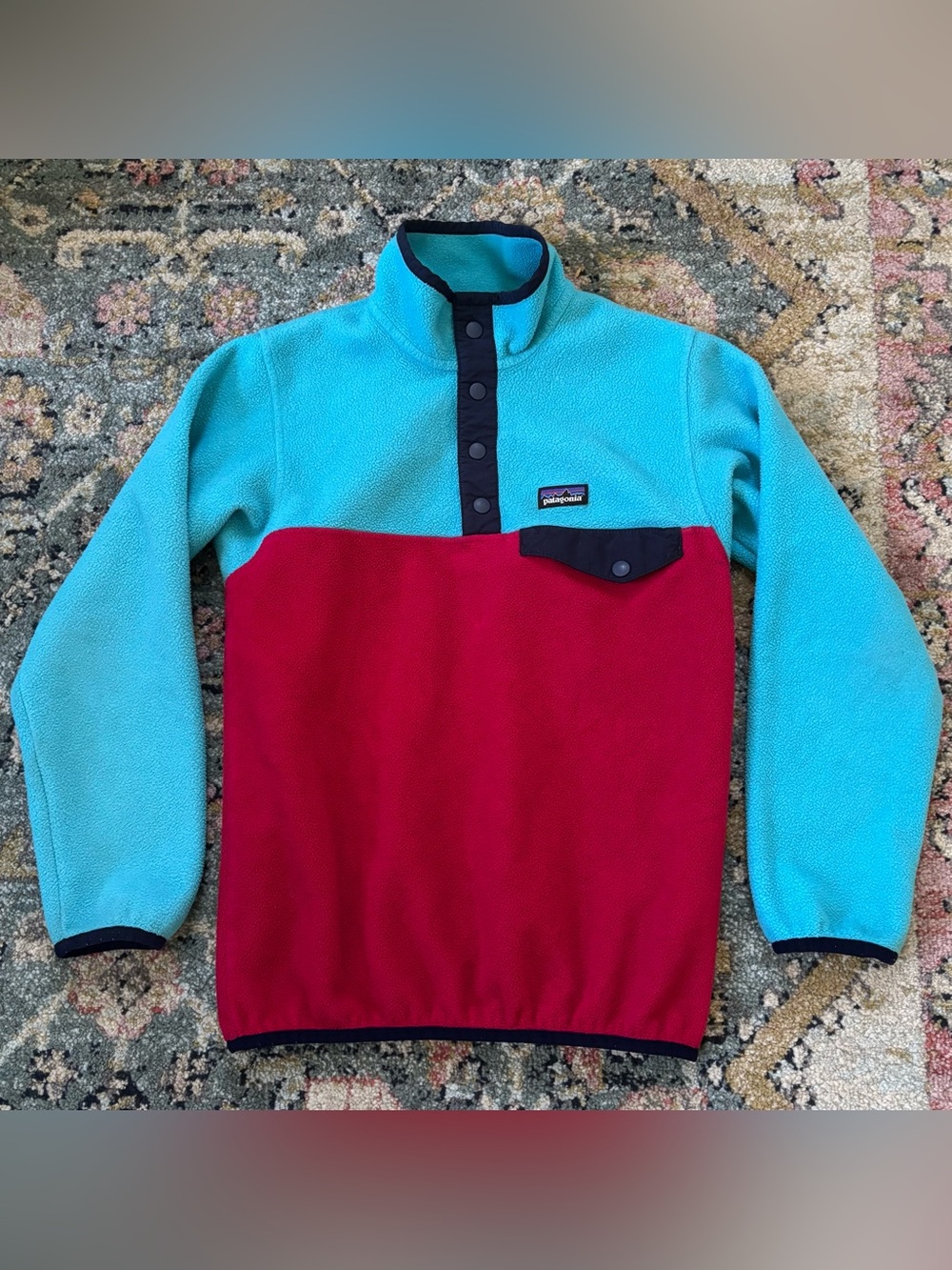 Patagonia Synchilla Snap-T Pullover Pink Blue Sz Medium 10